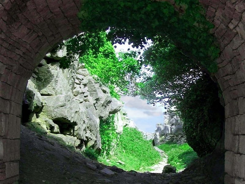 under roman bridge, roman, bridge, arch, grass, HD wallpaper