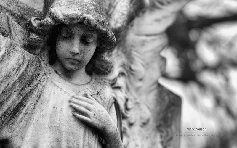 Angel, graphy black and white, abstract, sculpture, HD wallpaper