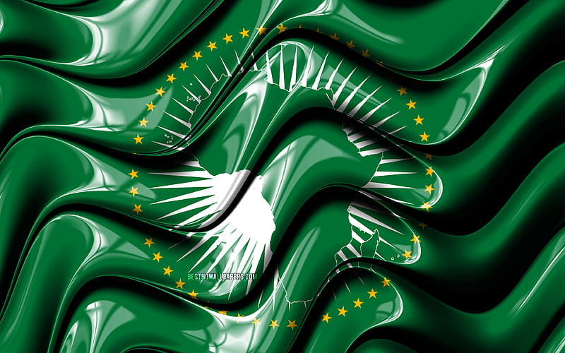 African Union flag AU flag, Africa, Flag of African Union, 3D art, African Union, African countries, African Union 3D flag, HD wallpaper