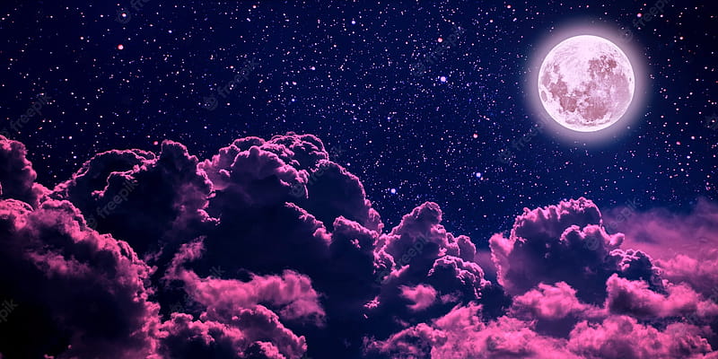 Premium . Background night sky with stars and moon and clouds. plastic ...
