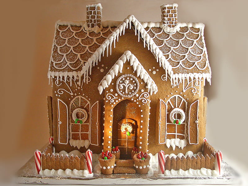 Christmas Gingerbread House, Christmas, house, gingerbread, sweet, HD wallpaper