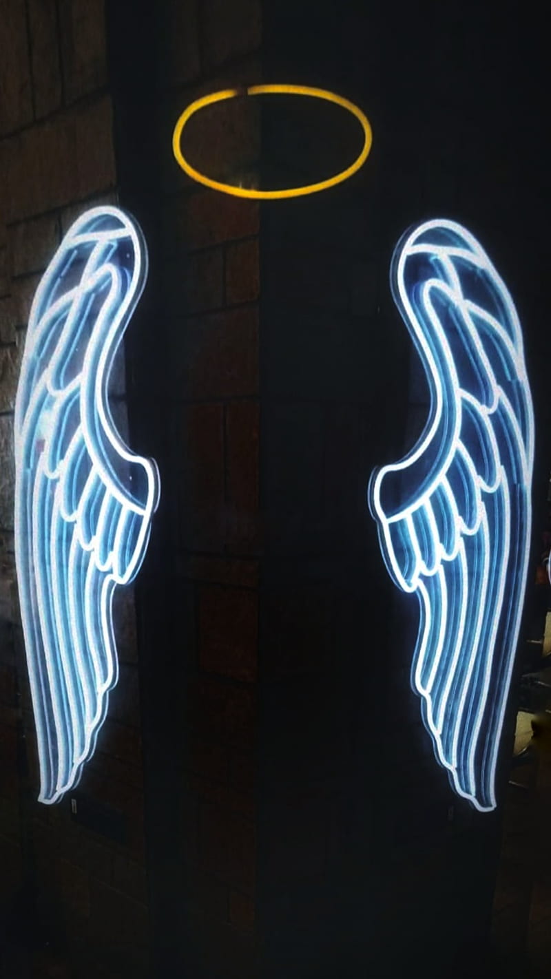 Neon wings, black and white, dragon, white, HD phone wallpaper