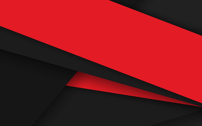 black red abstraction, material design, geometric shapes, android, HD wallpaper