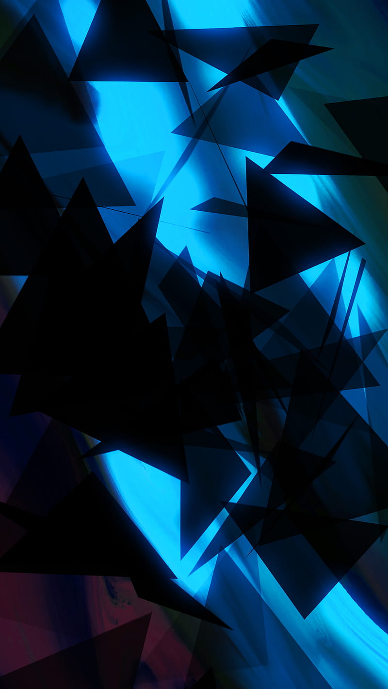 Elemental Glow, Electric, abstract, art, blue, cool, dark, digital, element, light, shapes, triangles, HD phone wallpaper
