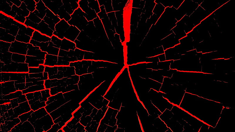 red cracks, red, timber, crack, fractal, HD wallpaper