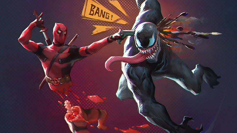 Deadpool And Venom, deadpool, venom, superheroes, artwork, art, HD wallpaper