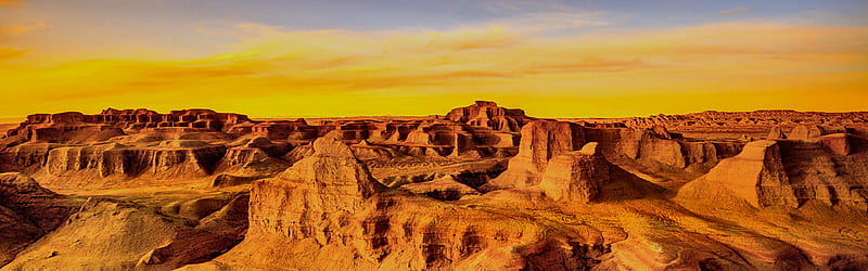 Gobi Desert Panorama F, desert, China, bonito, graphy, wide screen, nature, Gobi, scenery, landscape, HD wallpaper