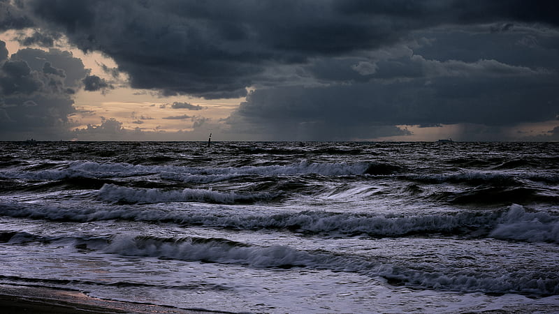 Cold Sea, water, germany, baltic sea, waterscape, storm, wave, landscape, HD wallpaper