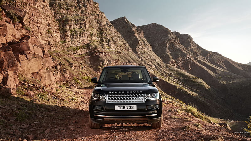Range Rover Black SuV, range-rover, carros, mountains, rocks, nature, HD wallpaper
