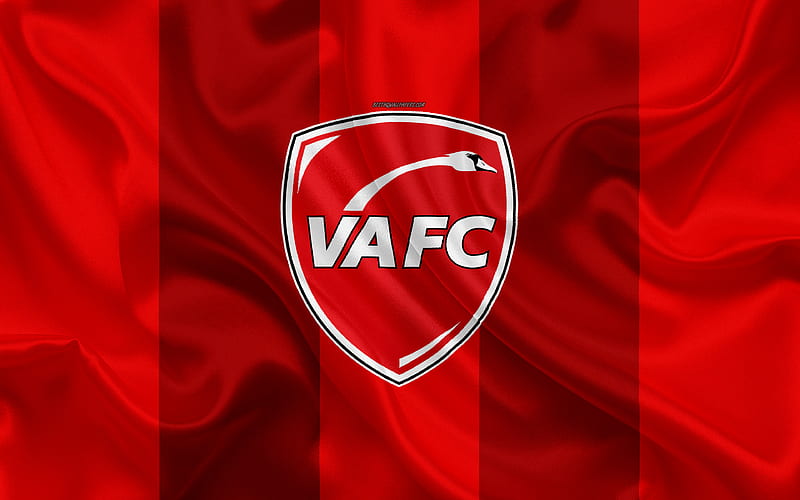 Valenciennes FC silk texture, logo, red silk flag, French football club, emblem, Ligue 2, Valenciennes, France, football, HD wallpaper