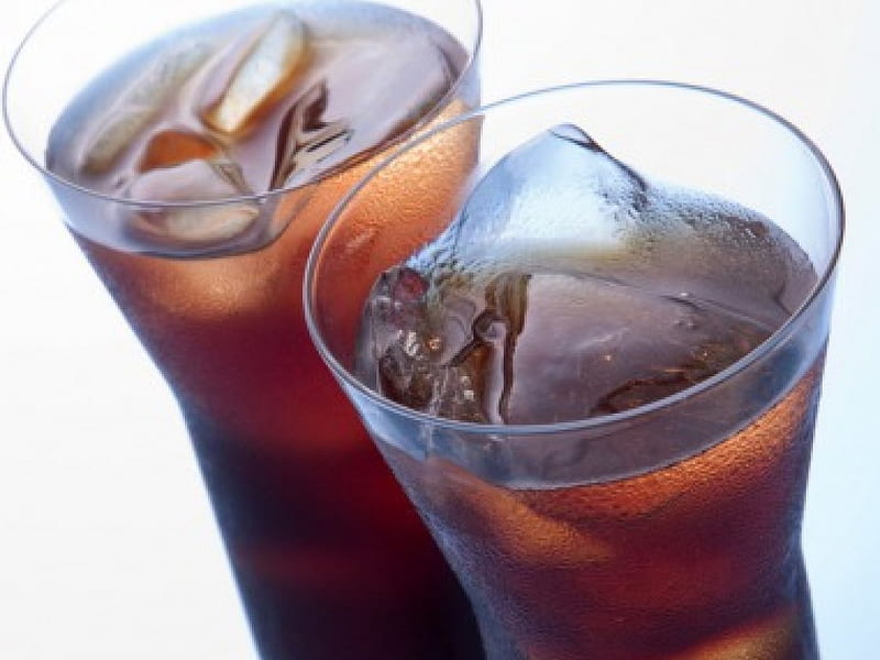 Drink, cola, glass, cool, ice, cube, HD wallpaper