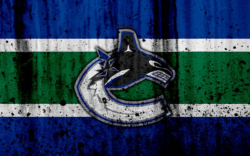 Vancouver Canucks, grunge, NHL, hockey, art, Western Conference, USA, logo, stone texture, Pacific Division, HD wallpaper