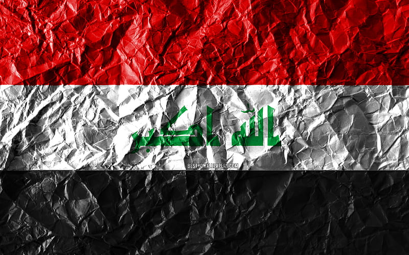 Iraqi flag crumpled paper, Asian countries, creative, Flag of Iraq, national symbols, Asia, Iraq 3D flag, Iraq, HD wallpaper