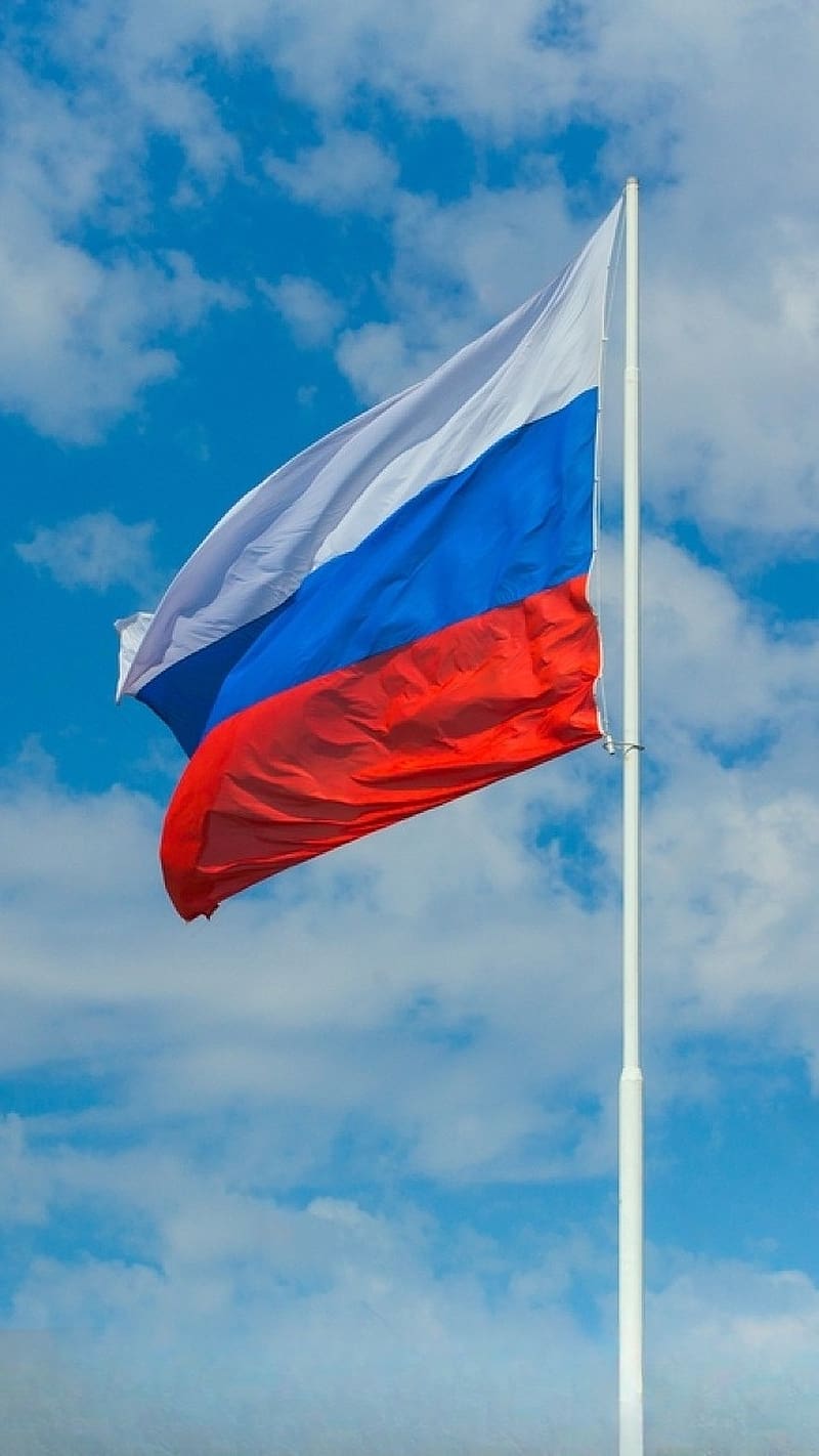 Russian Flag, Sky Background, russia national flag, HD phone wallpaper