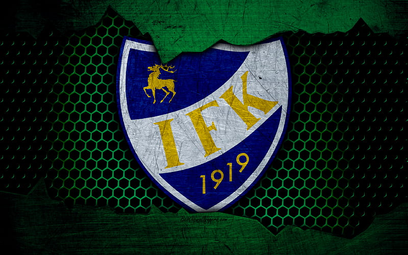 Mariehamn logo, Veikkausliiga, soccer, football club, Finland, IFK Mariehamn, grunge, metal texture, Mariehamn FC, HD wallpaper