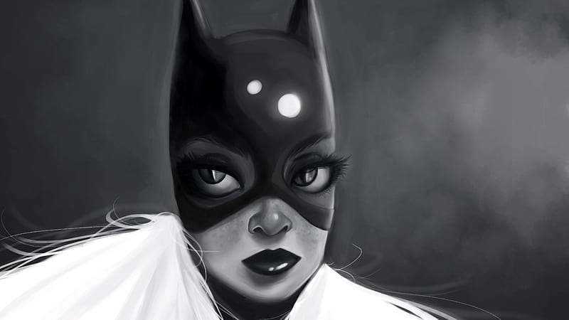 Batgirl Monochrome Art , batgirl, superheroes, artist, artwork, digital-art, monochrome, black-and-white, HD wallpaper