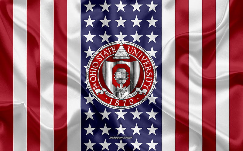 Ohio State University Emblem, American Flag, Ohio State University logo, Columbus, Ohio, USA, Ohio State University, HD wallpaper
