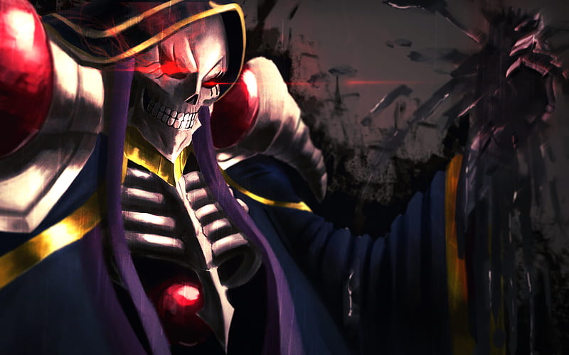 Ainz Ooal Gown, red eyes, Momonga, artwork, protagonist, darkness, manga,  Overlord, HD wallpaper | Peakpx