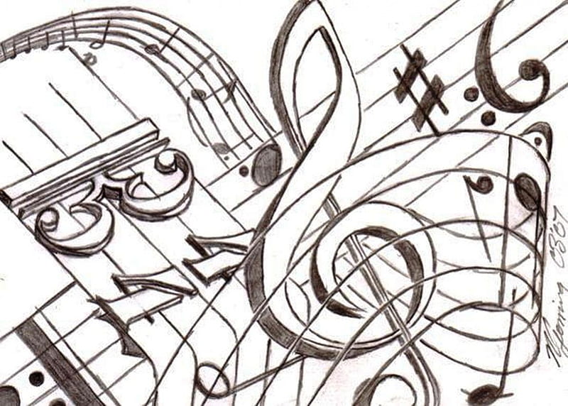 Music..., partitura, score, nota, music, HD wallpaper