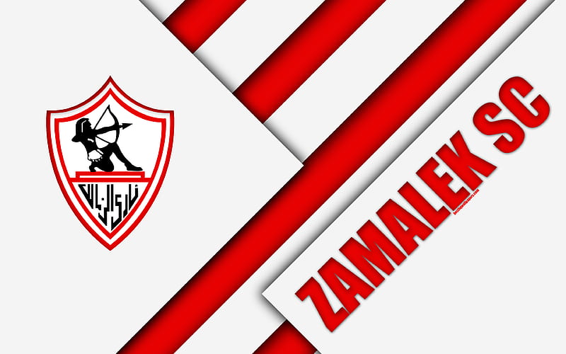 Zamalek SC, Egyptian football club logo, material design, white red abstraction, Cairo, Egypt, football, Etisalat Egyptian Premier League, HD wallpaper