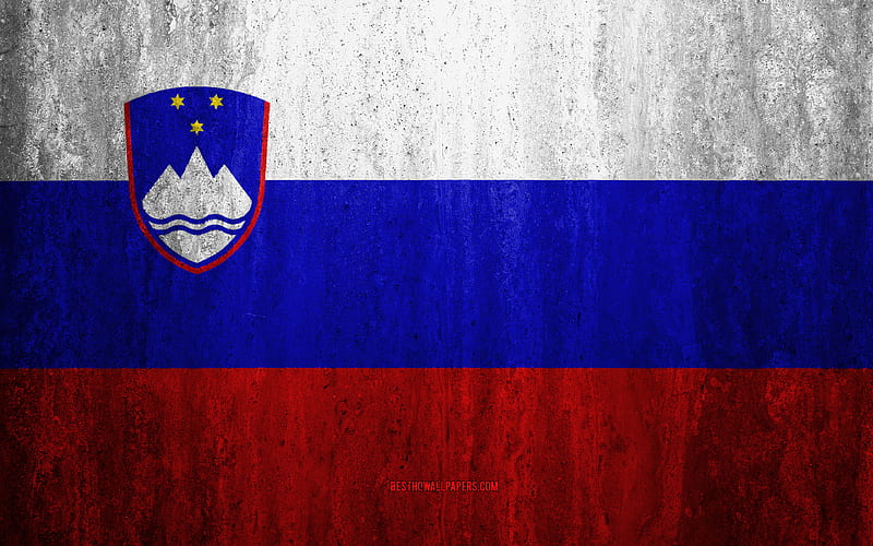 Flag of Slovenia stone background, grunge flag, Europe, Slovenia flag, grunge art, national symbols, Slovenia, stone texture, HD wallpaper