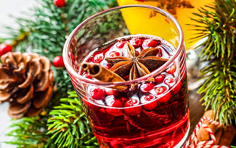 Mulled Wine Cocktail macro, glass with drink, cocktails, Mulled Wine, Glass with Mulled Wine, HD wallpaper