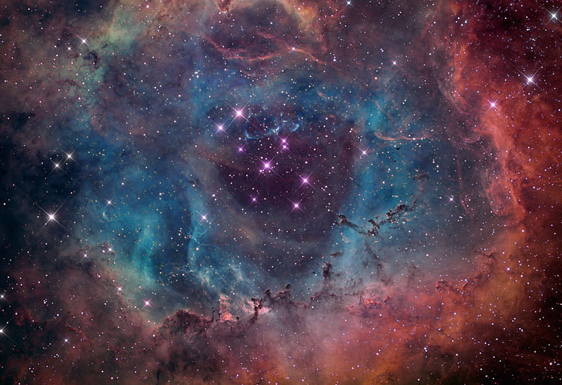 ROSETTE NEBULA, stars, cosmic, nebula, colors, lights, HD wallpaper