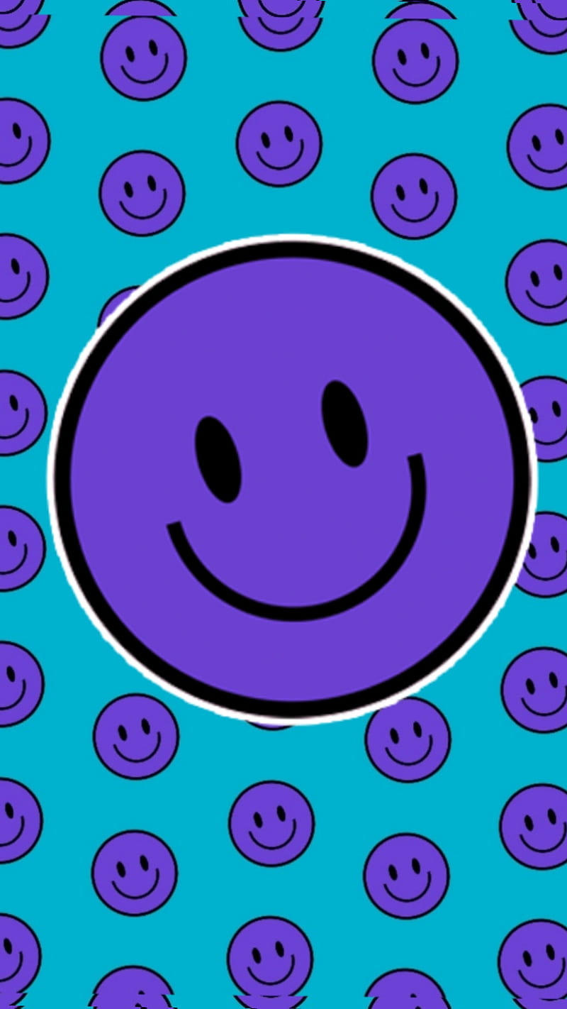 Carita sonriente, azul, cara feliz, patrón, morado, Fondo de pantalla de  teléfono HD | Peakpx