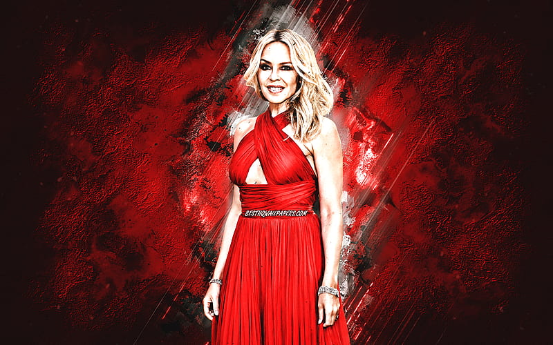 Kylie Minogue, australian singer, creative art, red creative background, popular singers, HD wallpaper