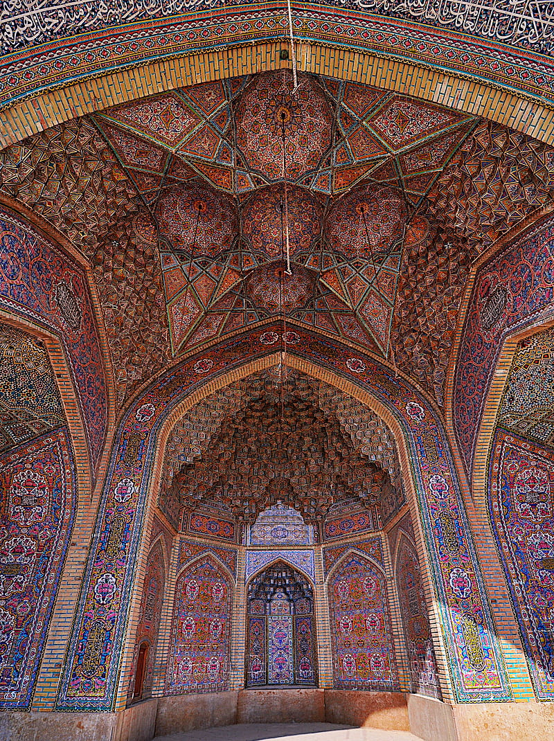 Iran, ceiling, architecture, building, Islamic architecture, vertical, portrait display, HD phone wallpaper