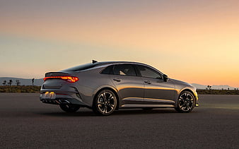 Kia K5 GT, 2021, rear view, exterior, gray sports sedan, new gray K5 GT, new 2021 Optima, Korean cars, Kia, HD wallpaper