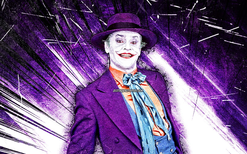 Joker, grunge art, supervillain, battle, creative, Joker , violet abstract rays, HD wallpaper