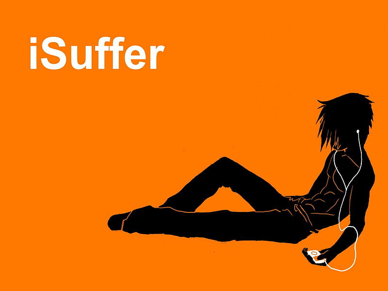 iSuffer, ipod, emo, silhouette, orange, HD wallpaper