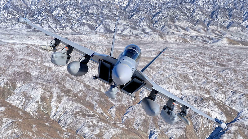 Grizzly, super hornet, f-18, ea-18g growler, 1080i, snow Entropy jet, HD wallpaper