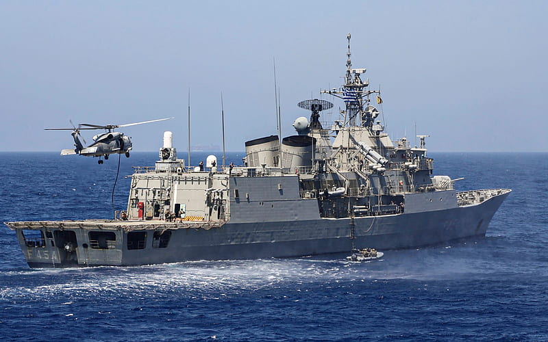 Psara, F-454, NATO, Greek Navy, Greek frigate Psara, Hydra-class frigate, greek warship, HD wallpaper