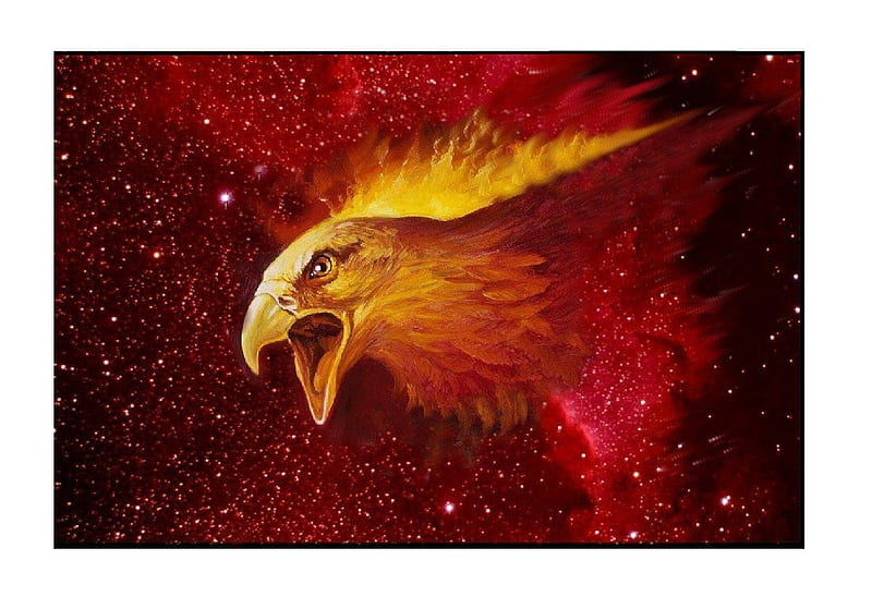 Re-Entry, eagle, flames, space, si-fi, HD wallpaper