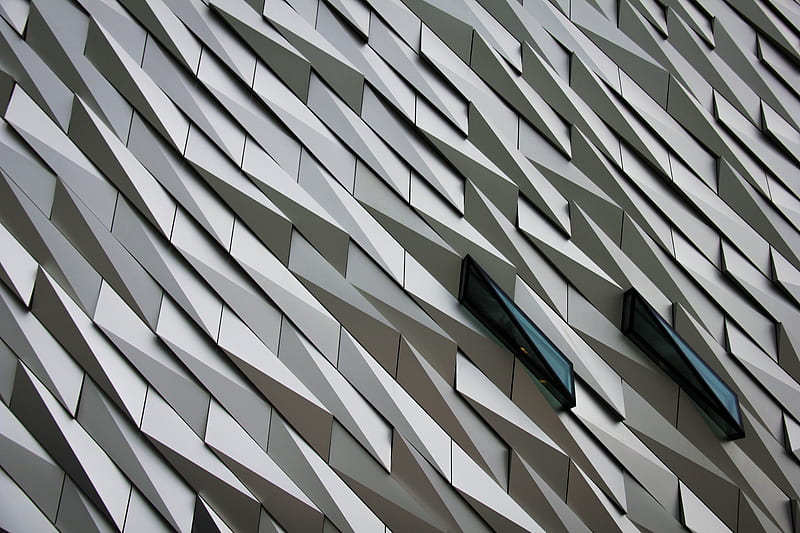 Undulating abstract shapes on a building facade at The Titanic Memorial Garden., HD wallpaper