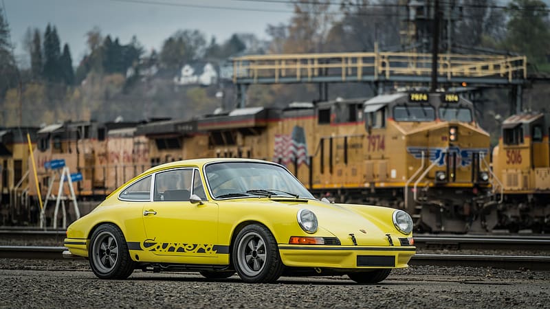 Porsche, Car, Train, Old Car, Vehicles, Yellow Car, Porsche 911 Carrera T, HD wallpaper