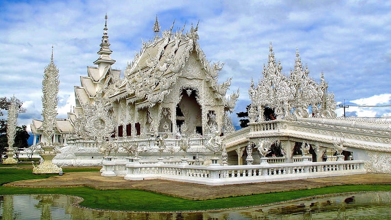 The White Temple (Wat Rong Khun), temple, religion, white, thailand, HD wallpaper