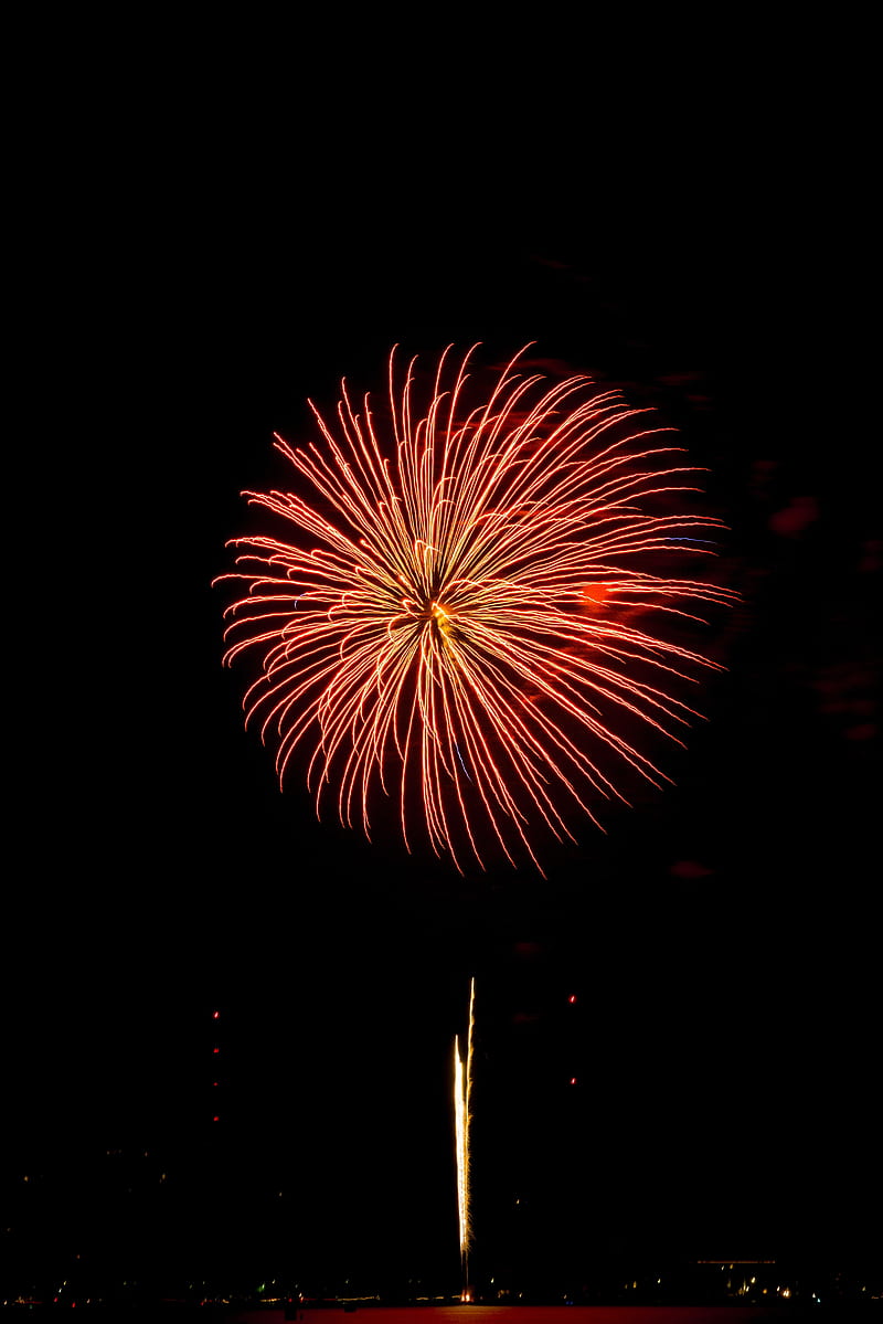 fireworks, salute, sky, sparks, dark, HD phone wallpaper