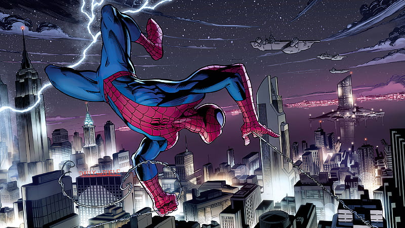 Spiderman Hanging Around City , spiderman, superheroes, artist, artwork, digital-art, HD wallpaper
