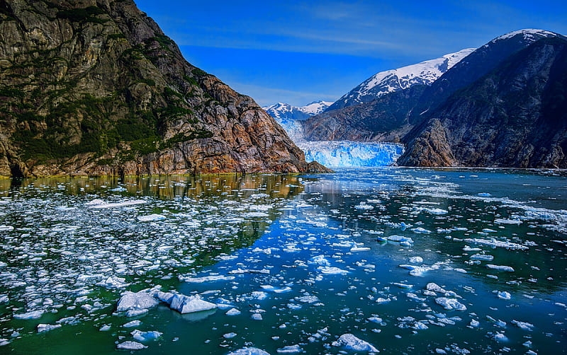 Glacier bay, rocks, glacier, ocean, iceberg, bonito, sea, winter, cold, water, snow, ice, bay, frost, HD wallpaper