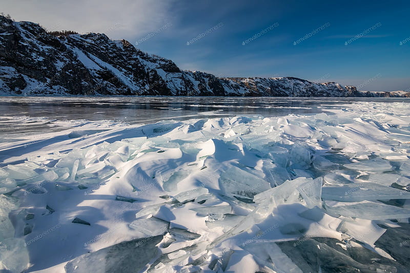 Winter on Lake Baikal, Russia. Winter ice landscape. by antonpetrus on Envato Elements, HD wallpaper