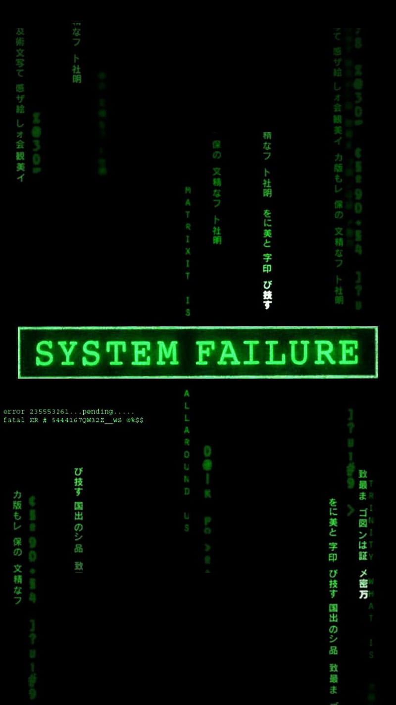 System Failure, computer, dark, falha, matrix, HD phone wallpaper