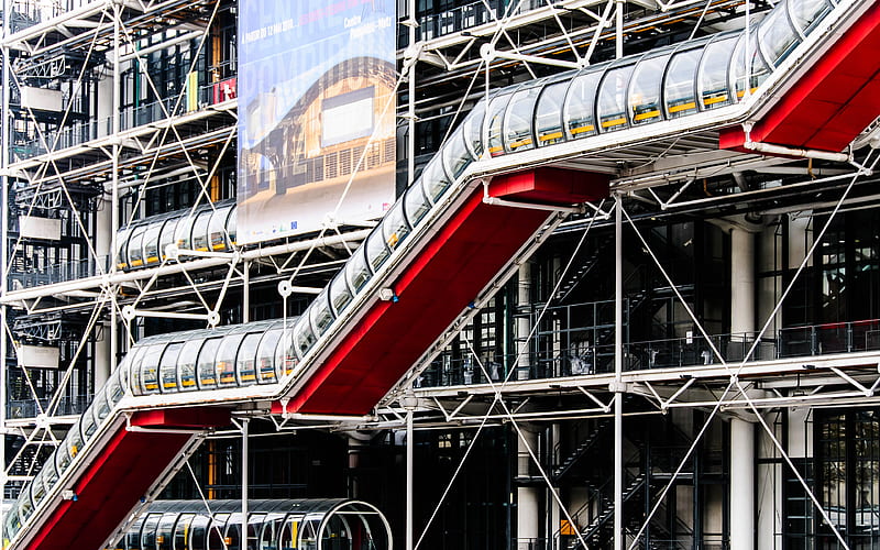Paris Center Pompidou, modern architecture, France, HD wallpaper