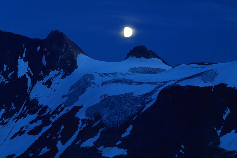 Full Moon over Winter Mountains, mountain, moon, snow, Nature, HD ...