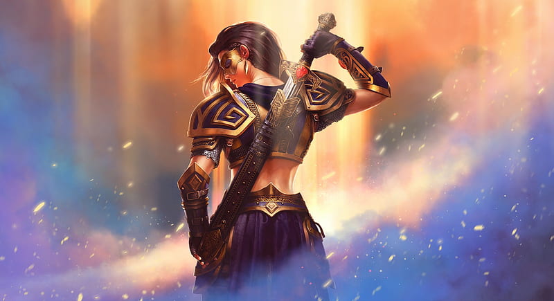 Warrior Fantasy Girl, warrior, fantasy-girls, HD wallpaper