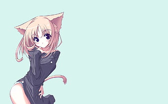 Cute, nice, girl, shy, anime, love, cat, ear, HD wallpaper | Peakpx