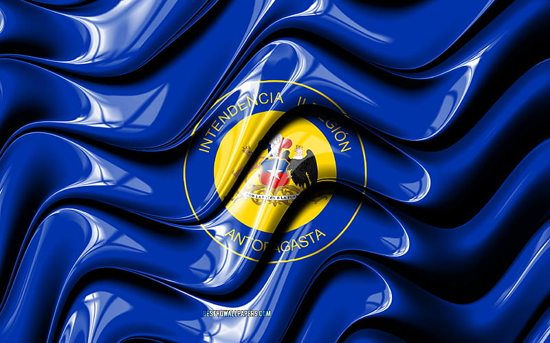 Antofagasta flag Regions of Chile, administrative districts, Flag of Antofagasta, 3D art, Antofagasta Region, chilean regions, Antofagasta 3D flag, Chile, South America, HD wallpaper