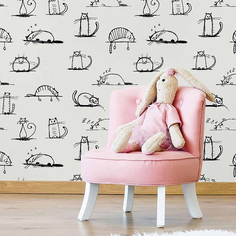 Cat Watercolor Wallpaper Peel and Stick Wall Mural Removable  Etsy   Watercolor wallpaper Geometric removable wallpaper Watercolor cat